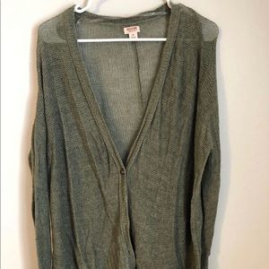 Green knitted cardigan